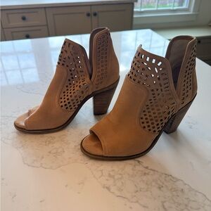 Jessica Simpson Tan Peep-Toe Ankle Boots